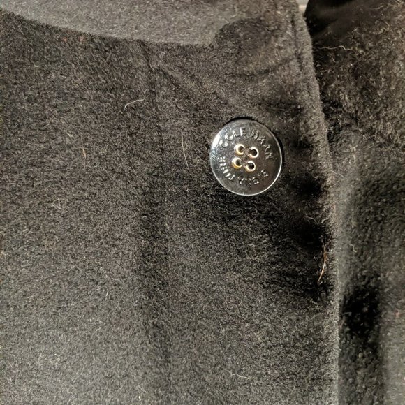 Cole Haan Wool Coat, Trench Long Pea Car Outerwear Black size 8 women's snap - Picture 3 of 13